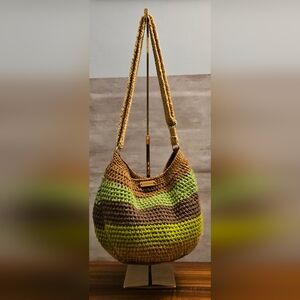 Crochet Hobo Bag - Brown & Green